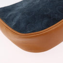 CELINE C Macadam Hand Bag Suede Blue Gold Tone Auth ka6473A-17