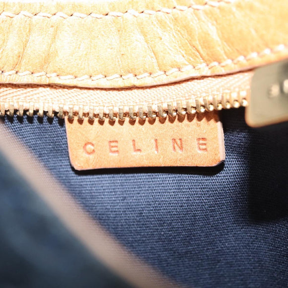 CELINE C Macadam Hand Bag Suede Blue Gold Tone Auth ka6473A