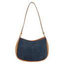 CELINE C Macadam Hand Bag Suede Blue Gold Tone Auth ka6473A-13
