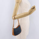 CELINE C Macadam Hand Bag Suede Blue Gold Tone Auth ka6473A-23