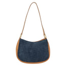 CELINE C Macadam Hand Bag Suede Blue Gold Tone Auth ka6473A-2