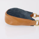 CELINE C Macadam Hand Bag Suede Blue Gold Tone Auth ka6473A-3