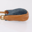 CELINE C Macadam Hand Bag Suede Blue Gold Tone Auth ka6473A-5