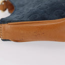 CELINE C Macadam Hand Bag Suede Blue Gold Tone Auth ka6473A-6