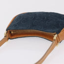 CELINE C Macadam Hand Bag Suede Blue Gold Tone Auth ka6473A-8