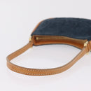 CELINE C Macadam Hand Bag Suede Blue Gold Tone Auth ka6473A-9