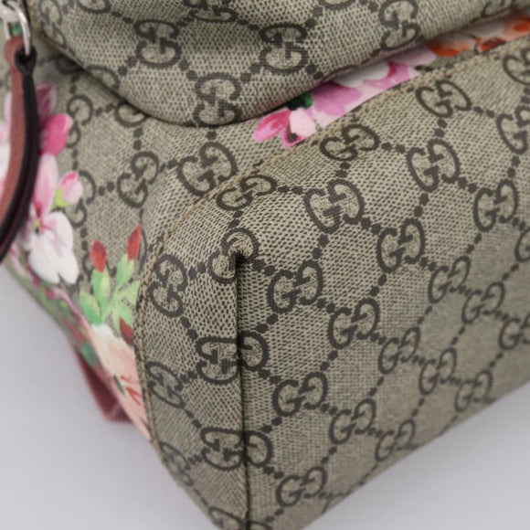 GUCCI GG Blooms Backpack PVC Leather Beige Silver 410544 Auth ka6474A