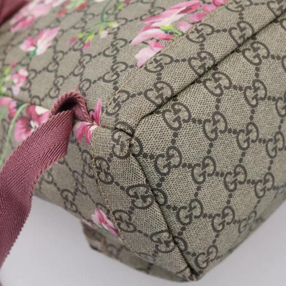 GUCCI GG Blooms Backpack PVC Leather Beige Silver 410544 Auth ka6474A
