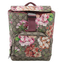 GUCCI GG Blooms Backpack PVC Leather Beige Silver 410544 Auth ka6474A-13