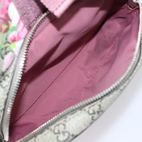 GUCCI GG Blooms Backpack PVC Leather Beige Silver 410544 Auth ka6474A