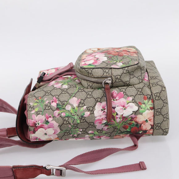 GUCCI GG Blooms Backpack PVC Leather Beige Silver 410544 Auth ka6474A
