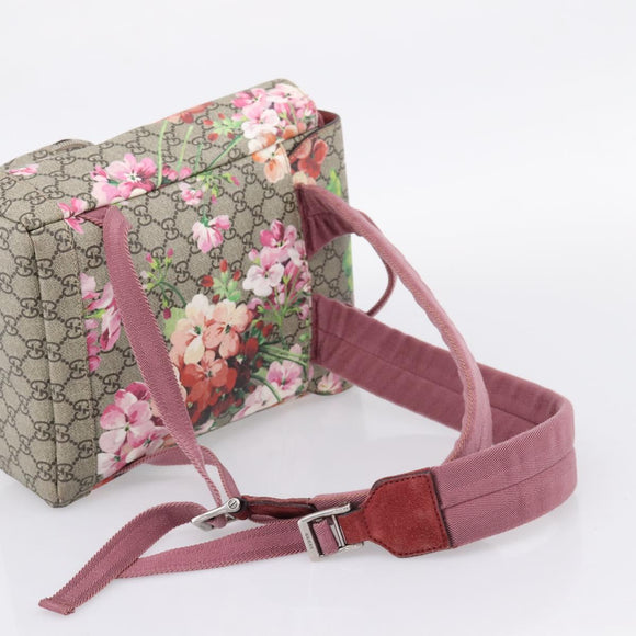 GUCCI GG Blooms Backpack PVC Leather Beige Silver 410544 Auth ka6474A