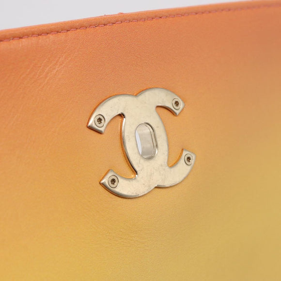 CHANEL Large Hobo Matelasse Chain Shoulder Bag Calf Skin Orange Auth ka6476SAM