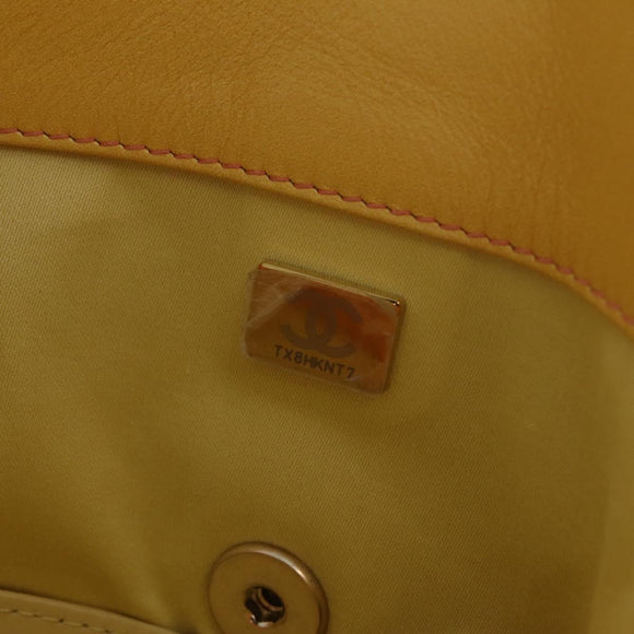 CHANEL Large Hobo Matelasse Chain Shoulder Bag Calf Skin Orange Auth ka6476SAM