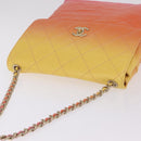 CHANEL Large Hobo Matelasse Chain Shoulder Bag Calf Skin Orange Auth ka6476SAM-6