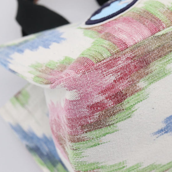 LOEWE Hand Bag Canvas White Multicolor Auth ka6479V