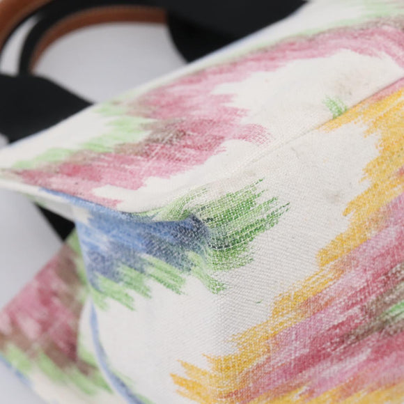 LOEWE Hand Bag Canvas White Multicolor Auth ka6479V