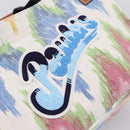 LOEWE Hand Bag Canvas White Multicolor Auth ka6479V-17