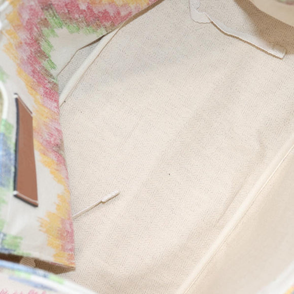 LOEWE Hand Bag Canvas White Multicolor Auth ka6479V