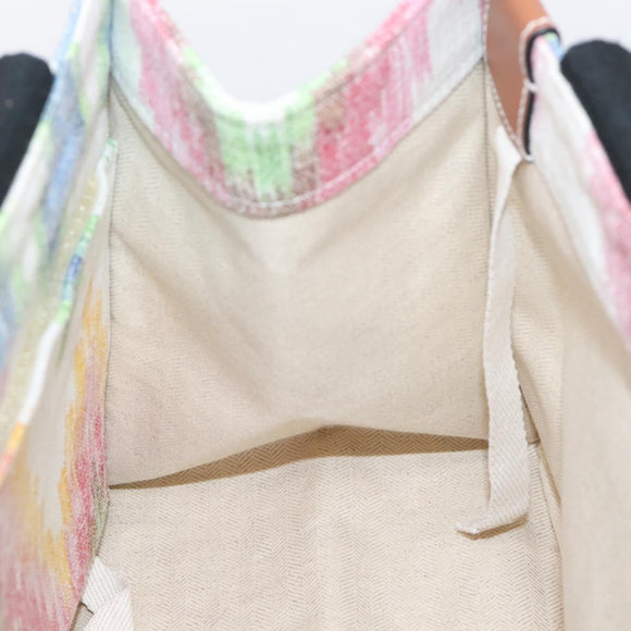 LOEWE Hand Bag Canvas White Multicolor Auth ka6479V