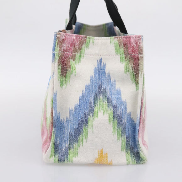 LOEWE Hand Bag Canvas White Multicolor Auth ka6479V