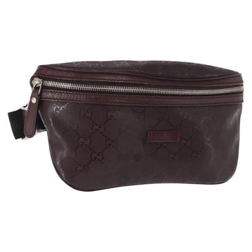 GUCCI GG implementation Waist Bag PVC Wine Red Silver 233269 Auth ka648