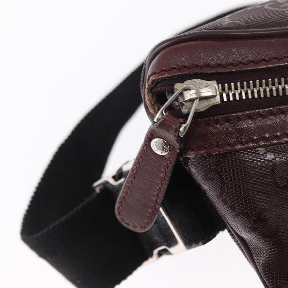 GUCCI GG implementation Waist Bag PVC Wine Red Silver 233269 Auth ka648