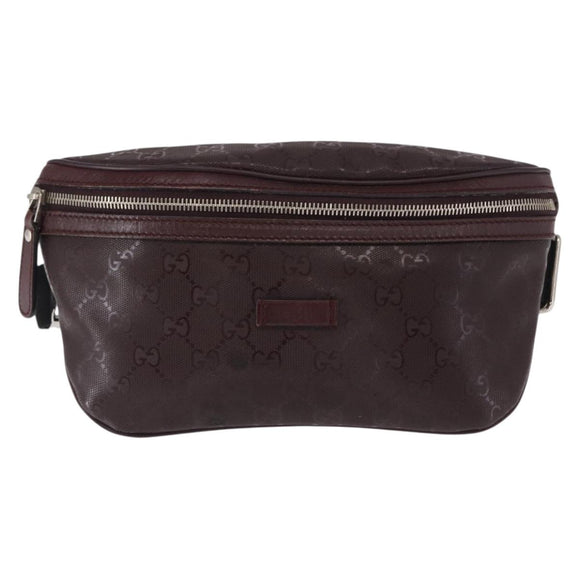 GUCCI GG implementation Waist Bag PVC Wine Red Silver 233269 Auth ka648