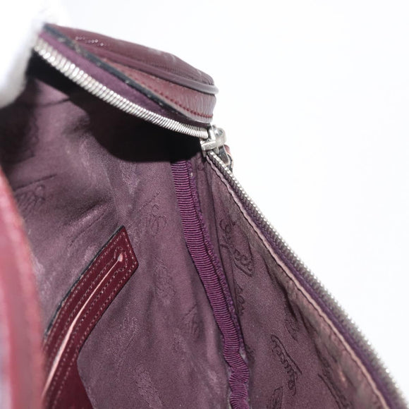 GUCCI GG implementation Waist Bag PVC Wine Red Silver 233269 Auth ka648