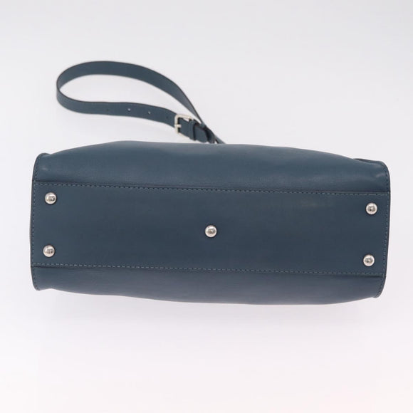 FENDI Peek A Boo Hand Bag Leather 2way Blue Silver 8BN290 Auth ka6482V