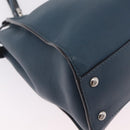 FENDI Peek A Boo Hand Bag Leather 2way Blue Silver 8BN290 Auth ka6482V-17
