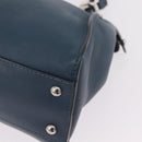 FENDI Peek A Boo Hand Bag Leather 2way Blue Silver 8BN290 Auth ka6482V-18