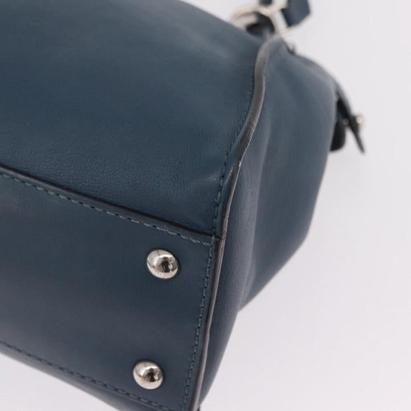 FENDI Peek A Boo Hand Bag Leather 2way Blue Silver 8BN290 Auth ka6482V