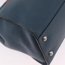 FENDI Peek A Boo Hand Bag Leather 2way Blue Silver 8BN290 Auth ka6482V-19