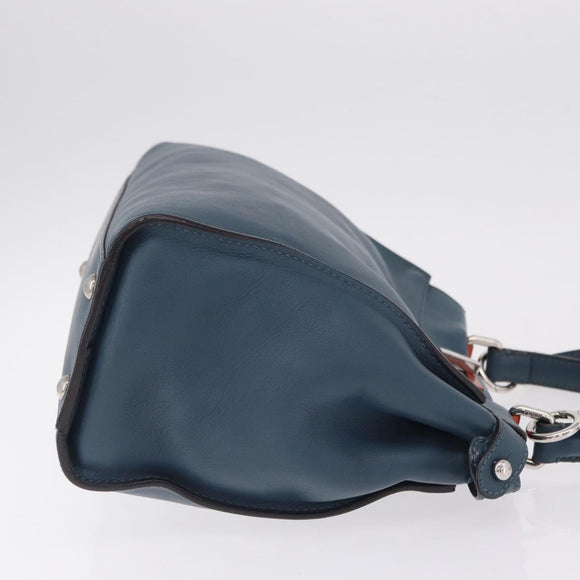 FENDI Peek A Boo Hand Bag Leather 2way Blue Silver 8BN290 Auth ka6482V