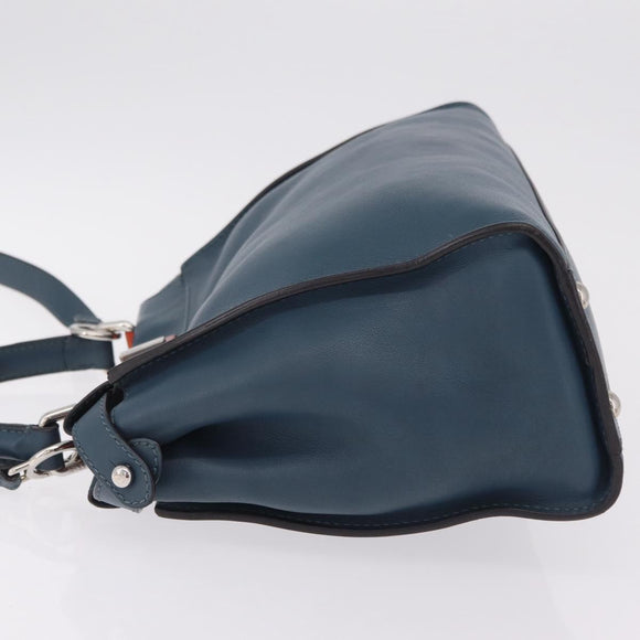 FENDI Peek A Boo Hand Bag Leather 2way Blue Silver 8BN290 Auth ka6482V