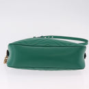 GUCCI GG Marmont Chain Shoulder Bag Leather Green Gold Tone 447632 Auth ka6487V-5