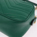 GUCCI GG Marmont Chain Shoulder Bag Leather Green Gold Tone 447632 Auth ka6487V-16