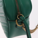 GUCCI GG Marmont Chain Shoulder Bag Leather Green Gold Tone 447632 Auth ka6487V-10