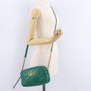GUCCI GG Marmont Chain Shoulder Bag Leather Green Gold Tone 447632 Auth ka6487V-26