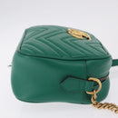 GUCCI GG Marmont Chain Shoulder Bag Leather Green Gold Tone 447632 Auth ka6487V-3