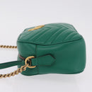GUCCI GG Marmont Chain Shoulder Bag Leather Green Gold Tone 447632 Auth ka6487V-4