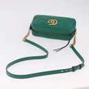 GUCCI GG Marmont Chain Shoulder Bag Leather Green Gold Tone 447632 Auth ka6487V-7