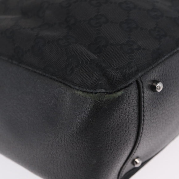GUCCI GG Canvas Tote Bag Black Silver 115015 Auth ka6491