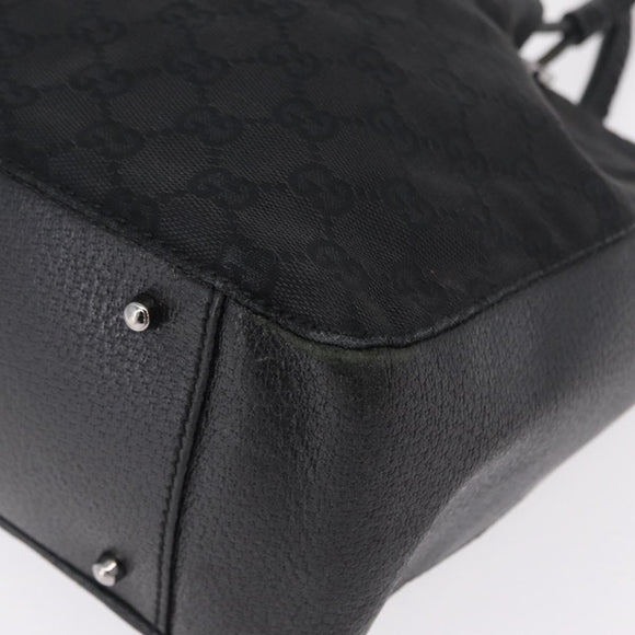 GUCCI GG Canvas Tote Bag Black Silver 115015 Auth ka6491