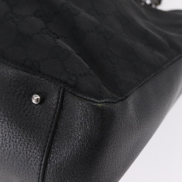 GUCCI GG Canvas Tote Bag Black Silver 115015 Auth ka6491