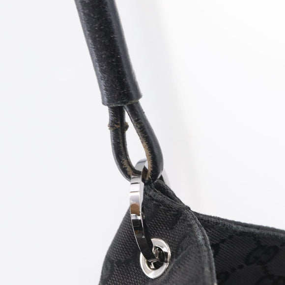 GUCCI GG Canvas Tote Bag Black Silver 115015 Auth ka6491