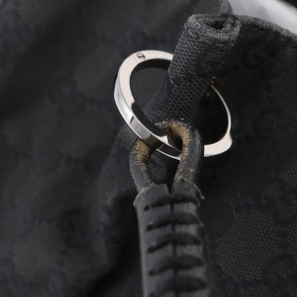 GUCCI GG Canvas Tote Bag Black Silver 115015 Auth ka6491