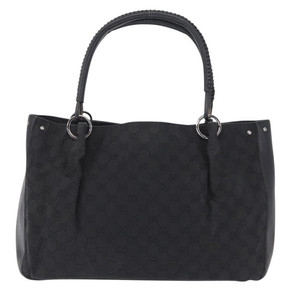 GUCCI GG Canvas Tote Bag Black Silver 115015 Auth ka6491