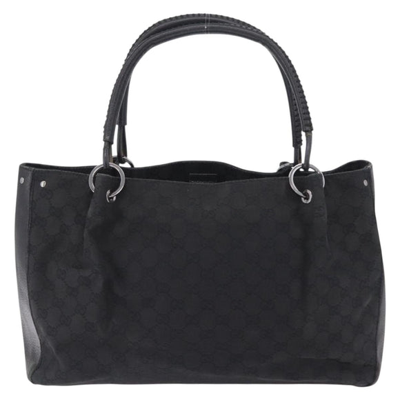 GUCCI GG Canvas Tote Bag Black Silver 115015 Auth ka6491